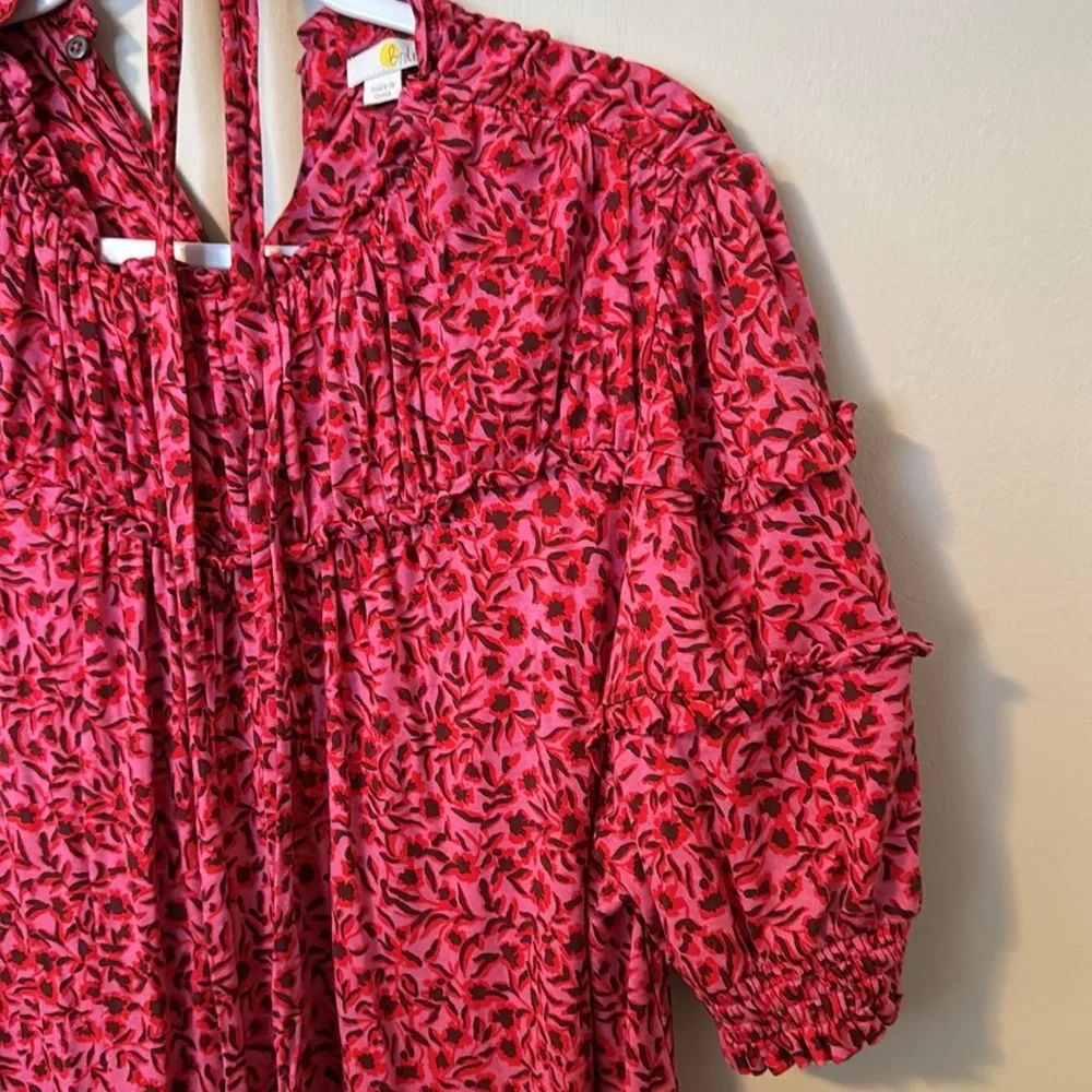 Boden l Elegant Red Floral Dress - Picture 5 of 7